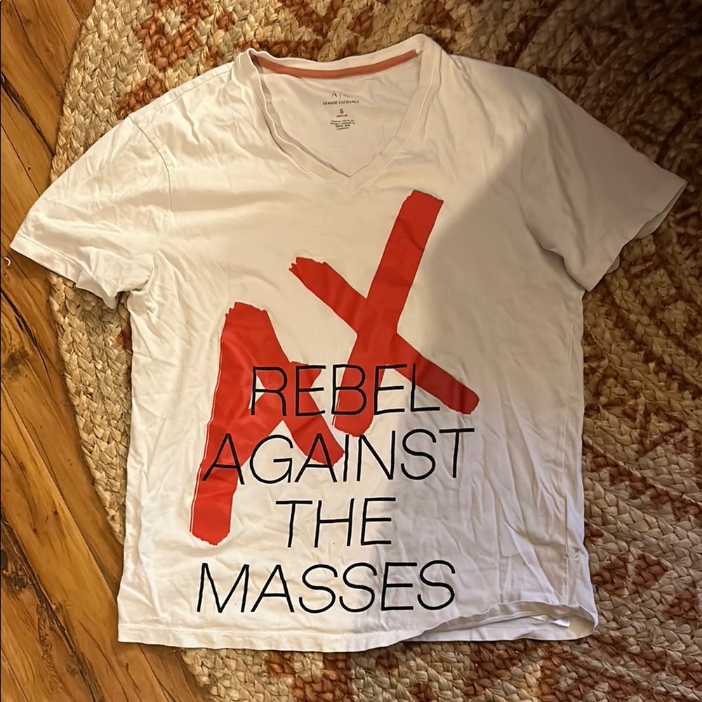 Armani Exchange White T-Shirt with Red Graphic